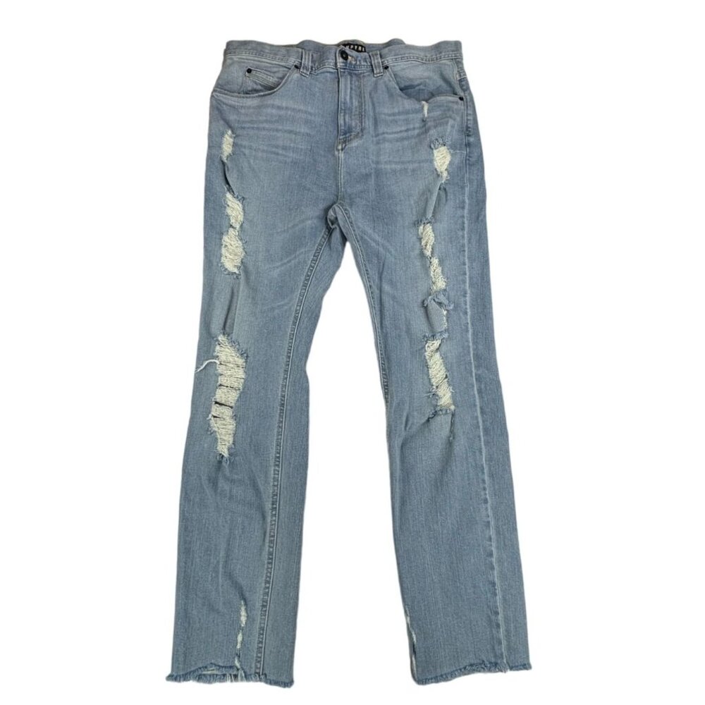 Empyre Jeans Mens Distressed Light Wash Frayed Hem Size 32